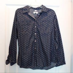 Softened denim shirt with hearts